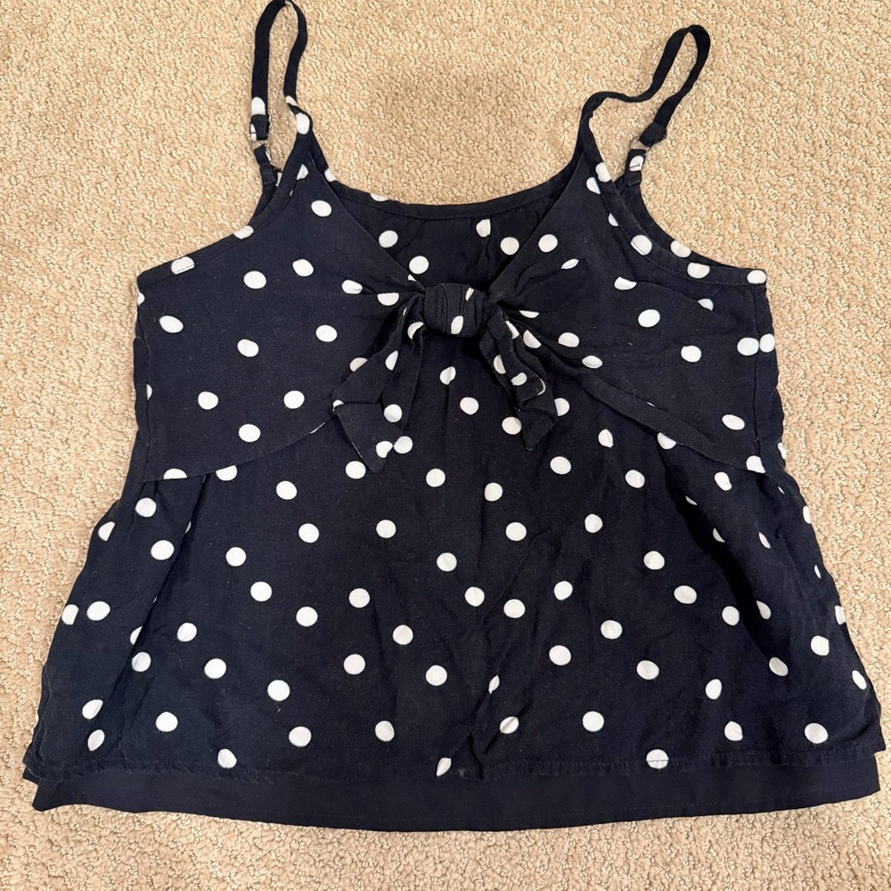 Abercrombie Kids Navy and White Polka Dot Top